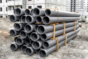 water PVC pipe section at a construction site